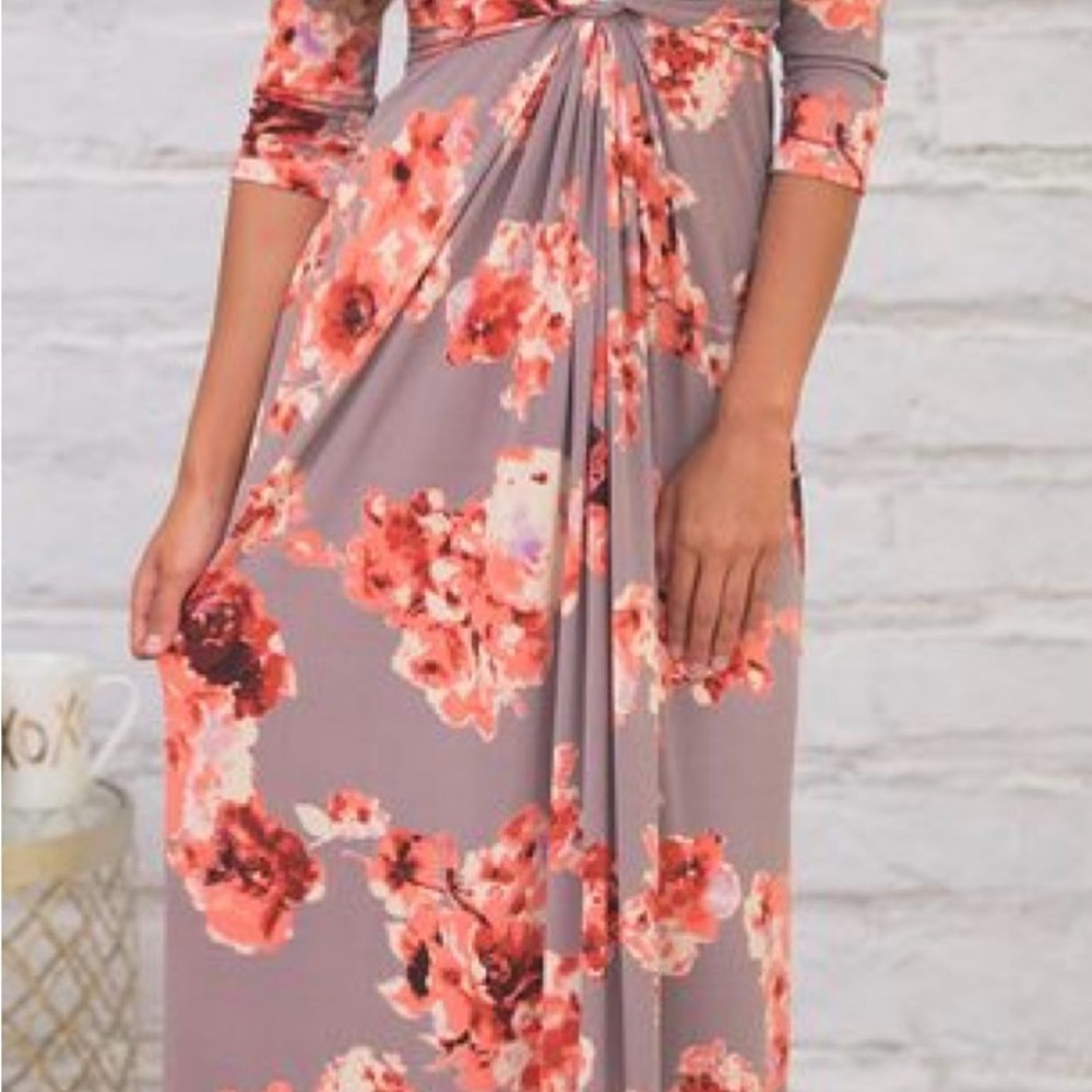 Peach Love California Floral Maxi Dress - Lavender And Pink View 5